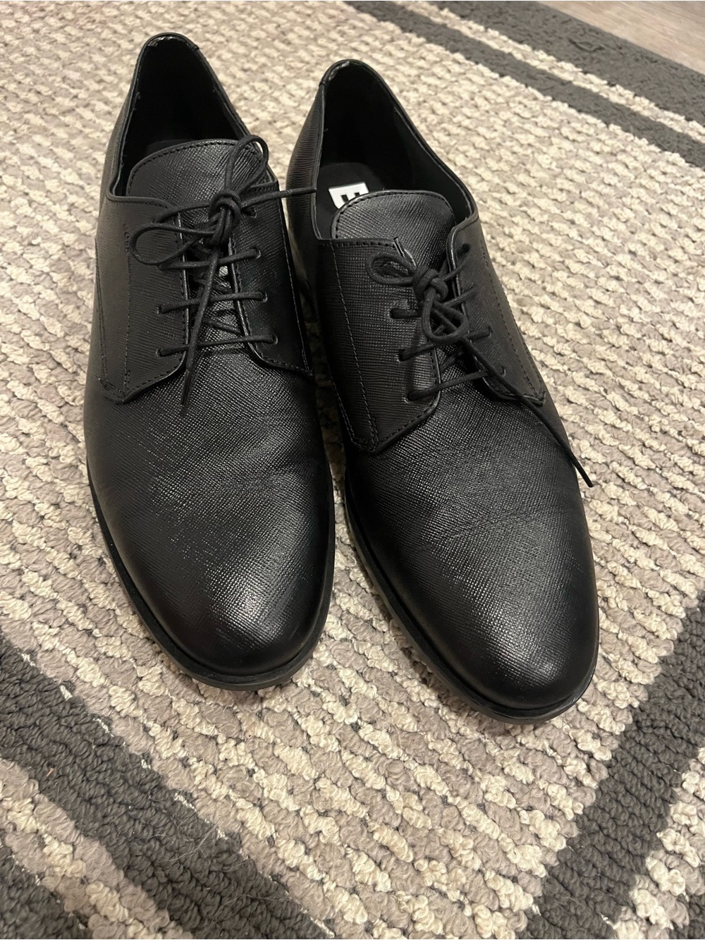 Hugo Boss Black Textured Leather Derby Shoes